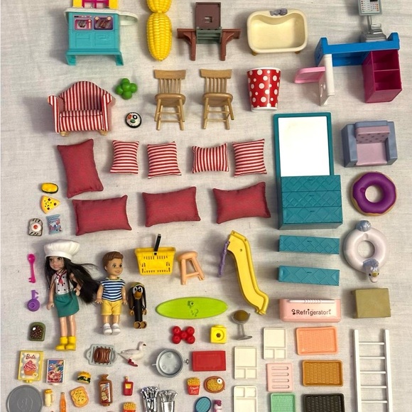 Large lot vintage Y2K doll house furniture like Playsko brand like Fisher Price